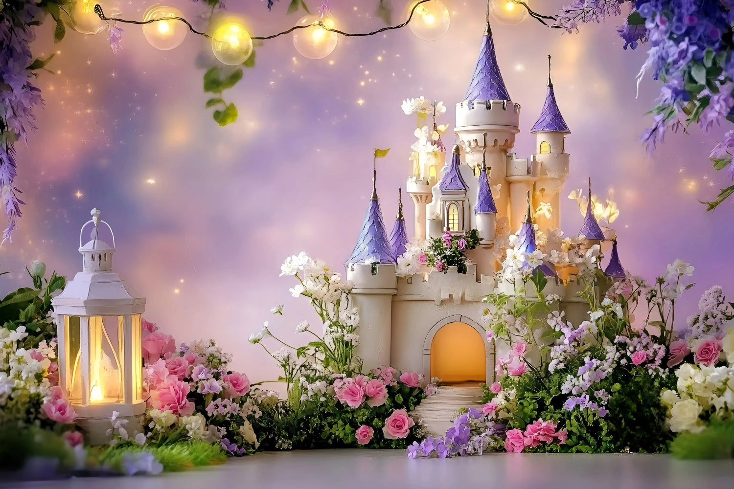 Castle Backdrops Twilight Flower Castle Kinder Backdrops GQ5-200
