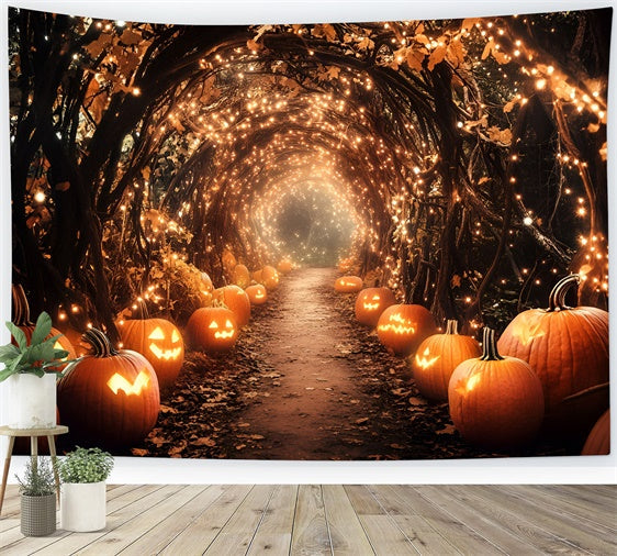 Herbst Fotokulissen Halloween Kürbis Pfad Hintergrund GQ5-97
