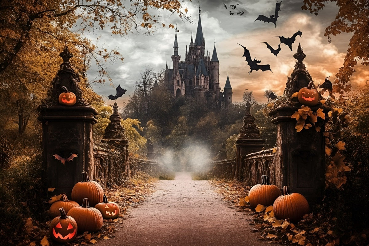 Herbst Fotokulissen Gespensterschloss Halloween Hintergrund GQ57-103