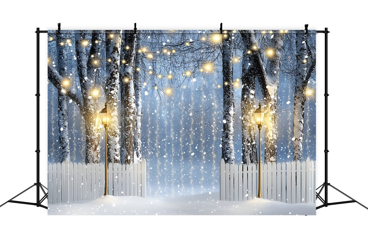 Winter Wald Backdrop Laterne Birkenweg Backdrop GQ57-150
