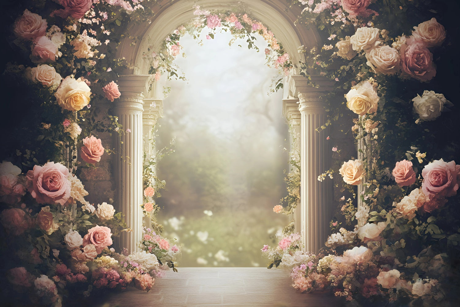 Fine Art Backdrops Romantischer Rosenbogen Schöner Hintergrund GQ57-186