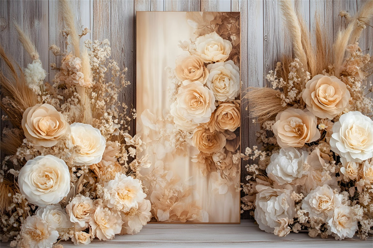 Backdrops Fine Art Cremig Rustikal Floral Stoff Backdrops GQ57-188