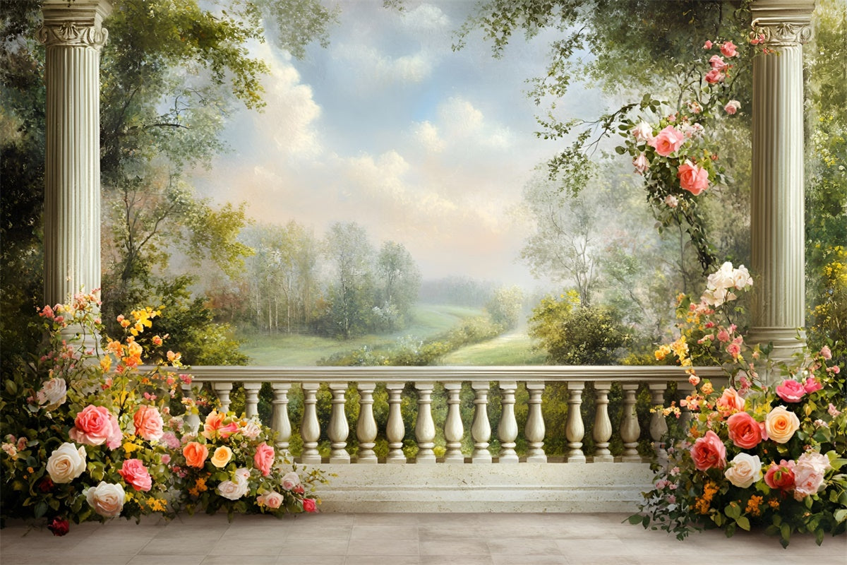 Kunstfotografie Hintergrund Kulissen Floral Balkon Hintergrund GQ57-193