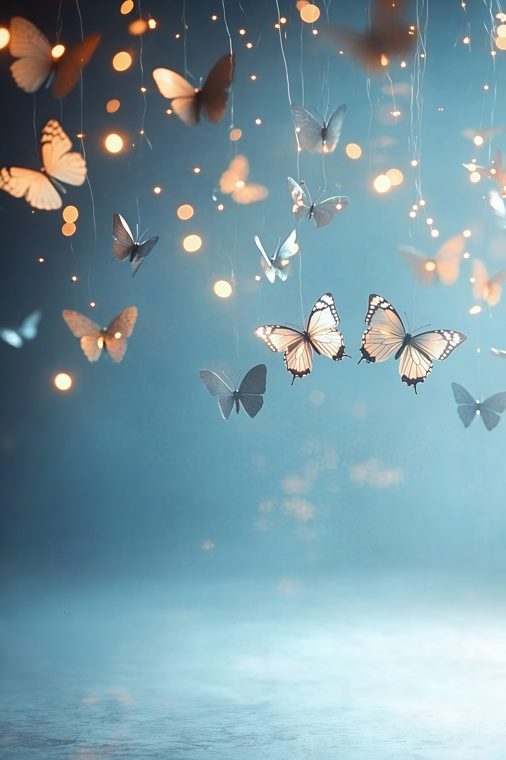 Künstlerische Backdrops Glitzernder Schmetterling Flug Stoffhintergrund GQ57-194