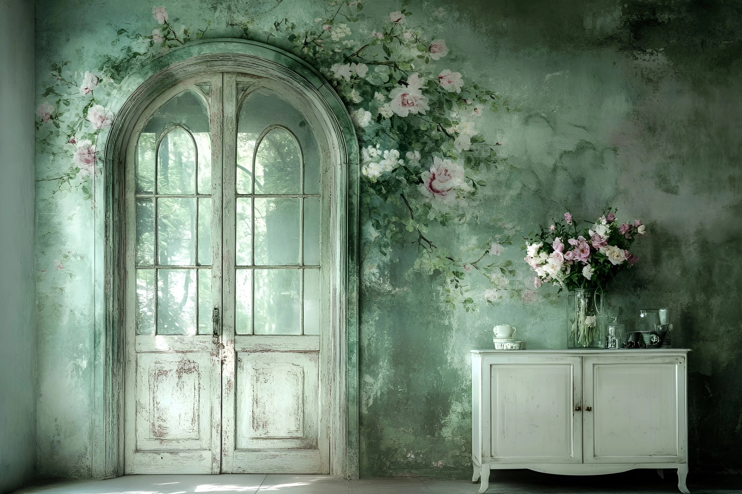 Stoff-Hintergrundkulissen Soft Floral Interior Künstlerische Hintergrundkulisse GQ57-204