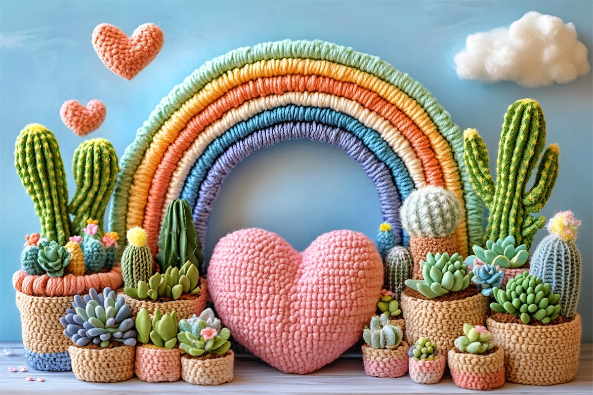 Böhmischer Fotohintergrund Regenbogen Kaktus Bogen Hintergrund GQ57-211
