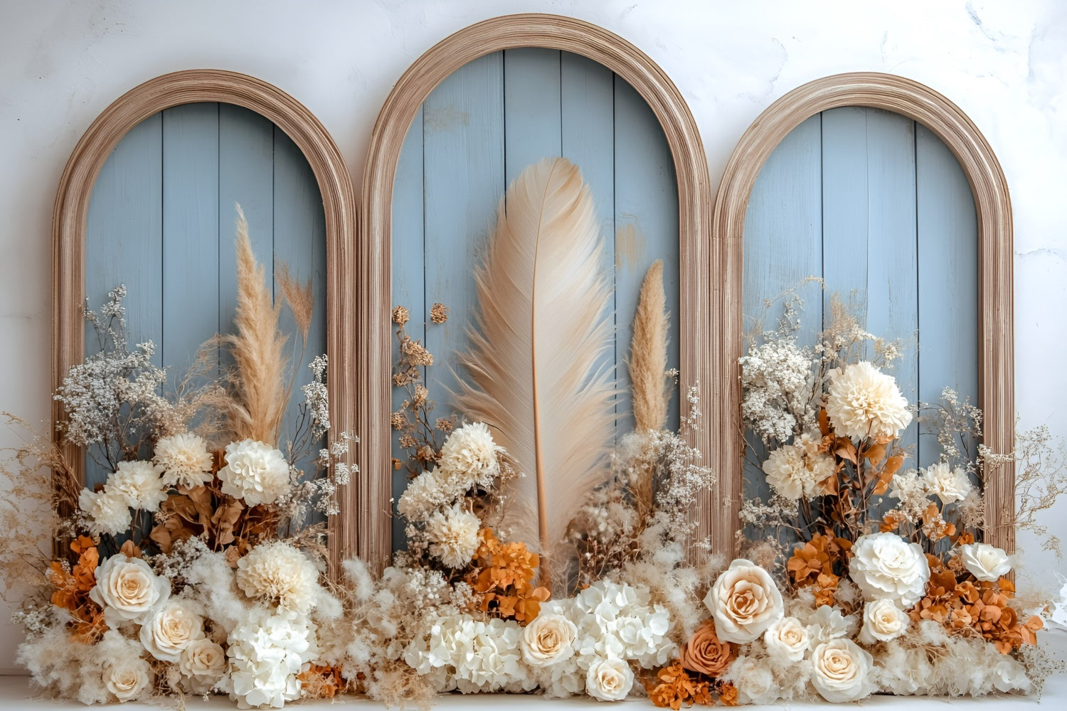 Boho Backdrop Fotografie Bogen Feder Garten Hintergrund GQ57-214