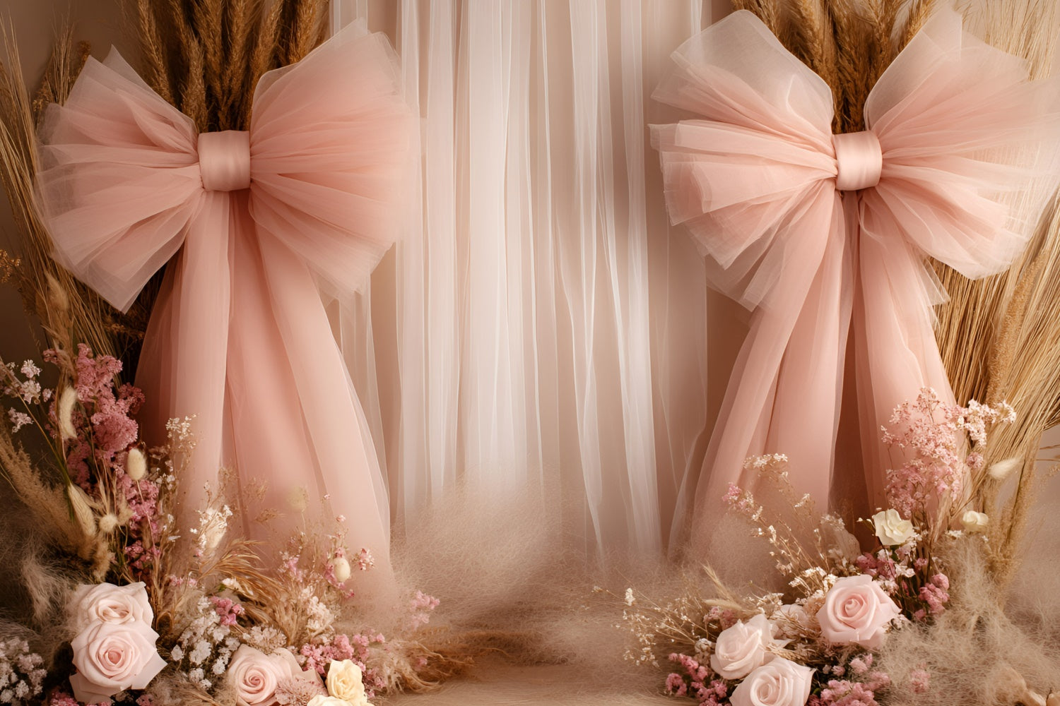 Boho Fotografie Backdrop Ätherische Schleife Blüte Backdrop GQ57-215