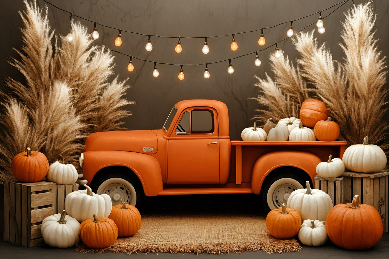 Boho Backdrop Fotografie Kürbis Truck Glow Backdrop GQ57-220