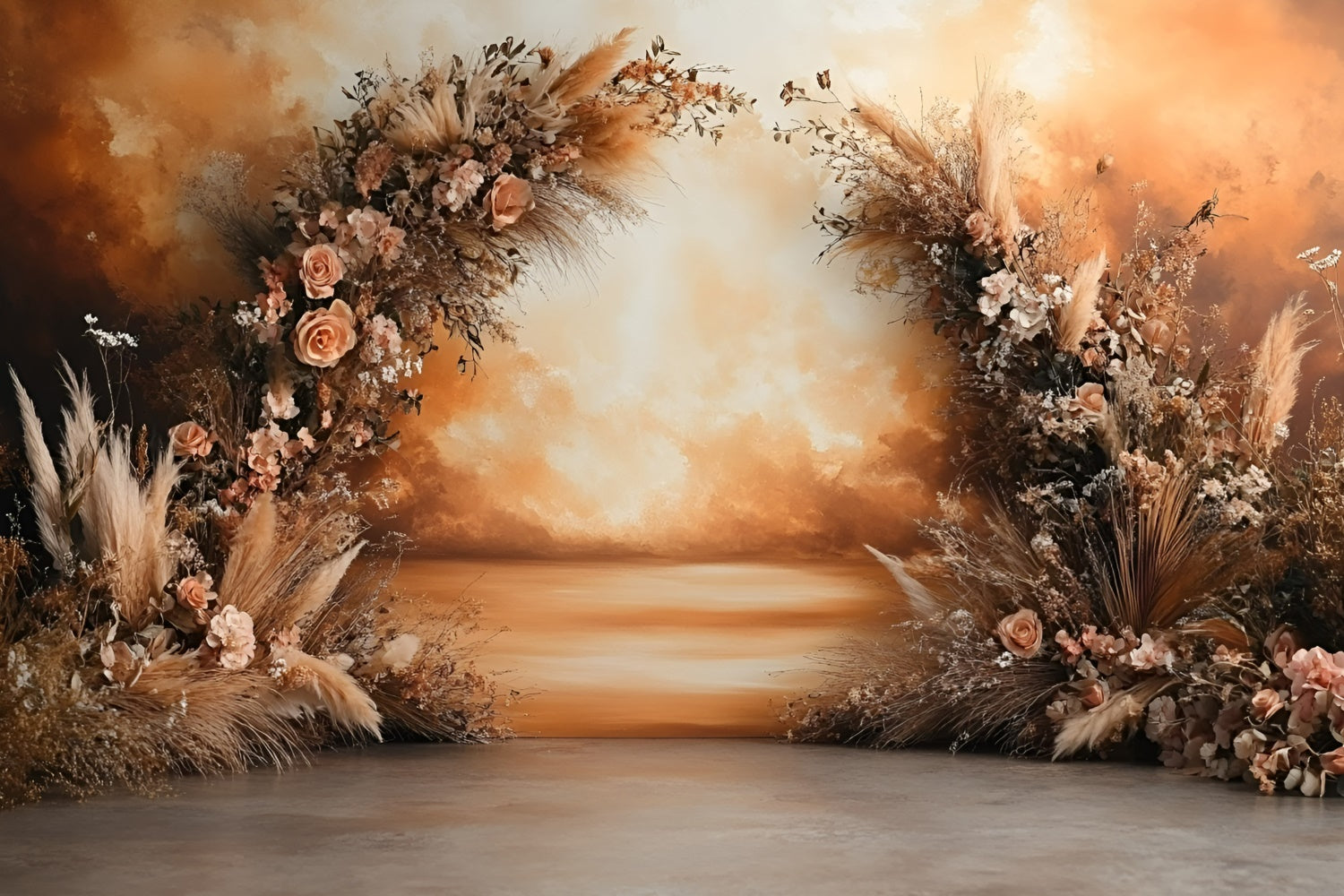 Boho Fotografie Backdrop Sonnenuntergang Glühen Blüte Hintergrund GQ57-225