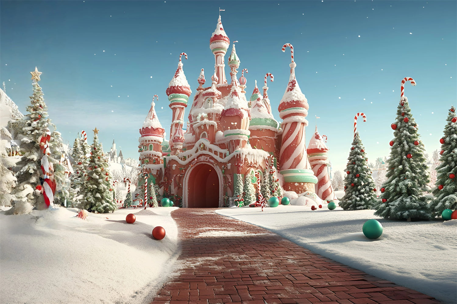 Weihnachten Fotokulissen Jolly Confection Castle Hintergrund GQ57-23