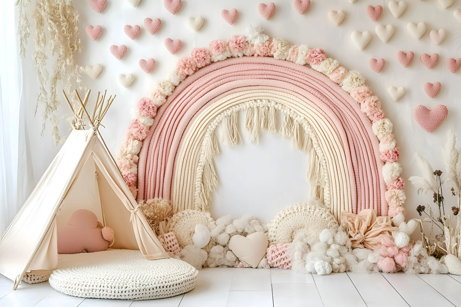 Boho Fotohintergrund Blush Petals Dream Arch Backdrop GQ57-236
