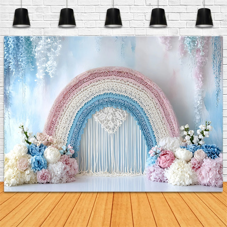 Bohemian Style Backdrop Pastell Traum Spitze Bogen Backdrop GQ57-238