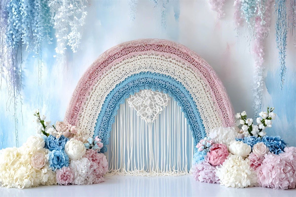 Bohemian Style Backdrop Pastell Traum Spitze Bogen Backdrop GQ57-238