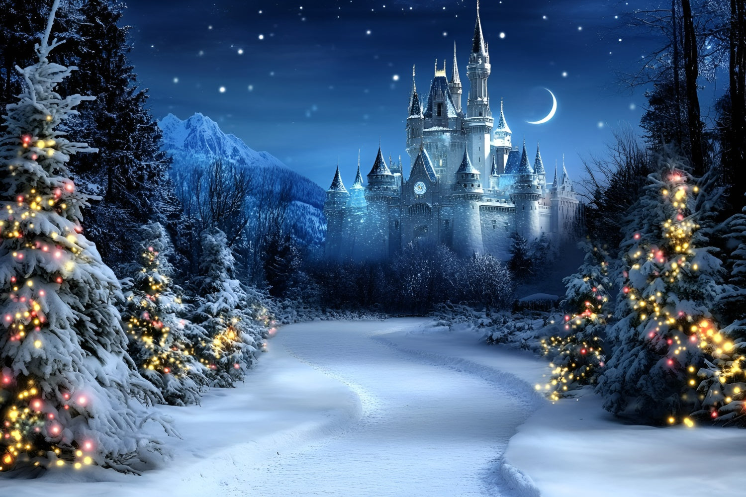 Weihnachten Backdrops Verkauf Starlit Holiday Palace Backdrop GQ57-24