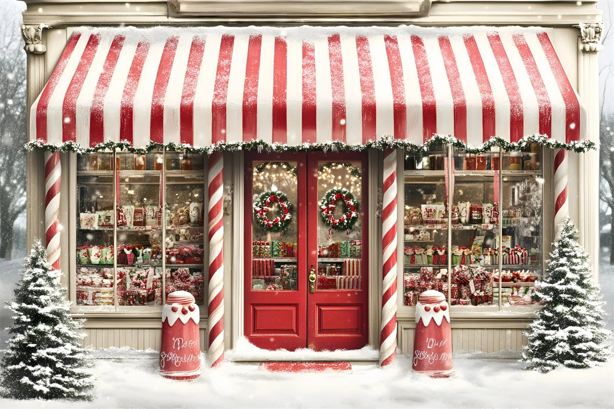 Weihnachten Fotokulissen Gestreifte Süßigkeiten Markt Kulisse GQ57-28