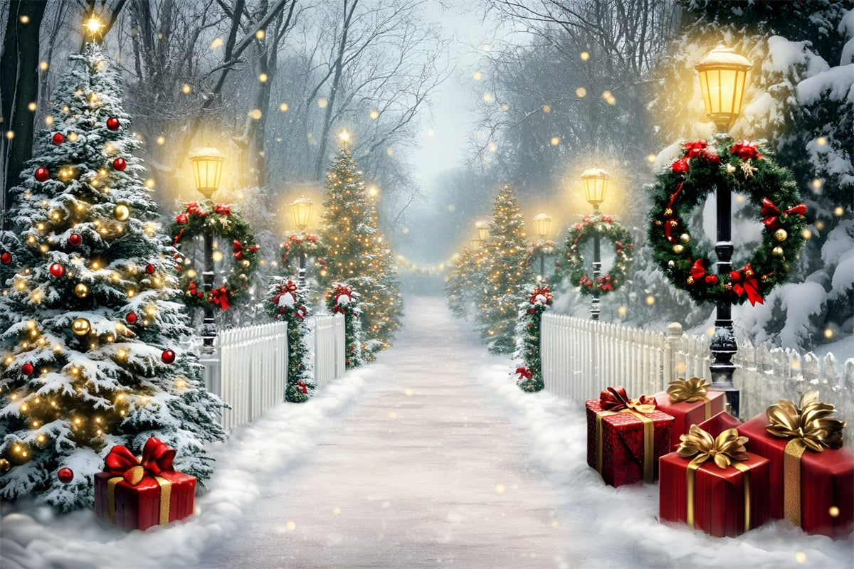 Weihnachten Fotokulissen Sparkling Holiday Path Kulisse GQ57-45