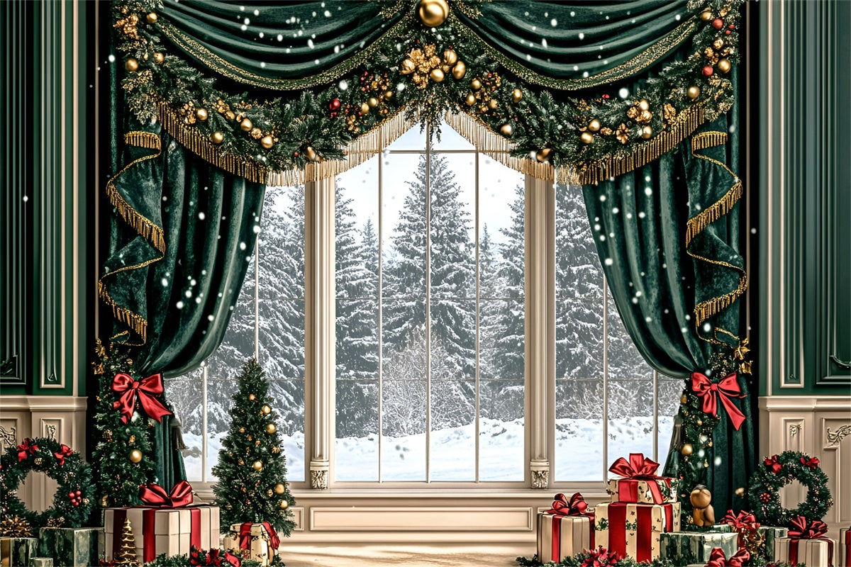 Weihnachten Backdrops Verkauf Golden Garland Drapes Backdrop GQ57-47