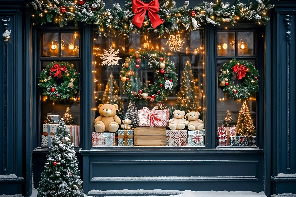 Weihnachten Fotografie Backdrops Teddy Holiday Window Backdrop GQ57-9