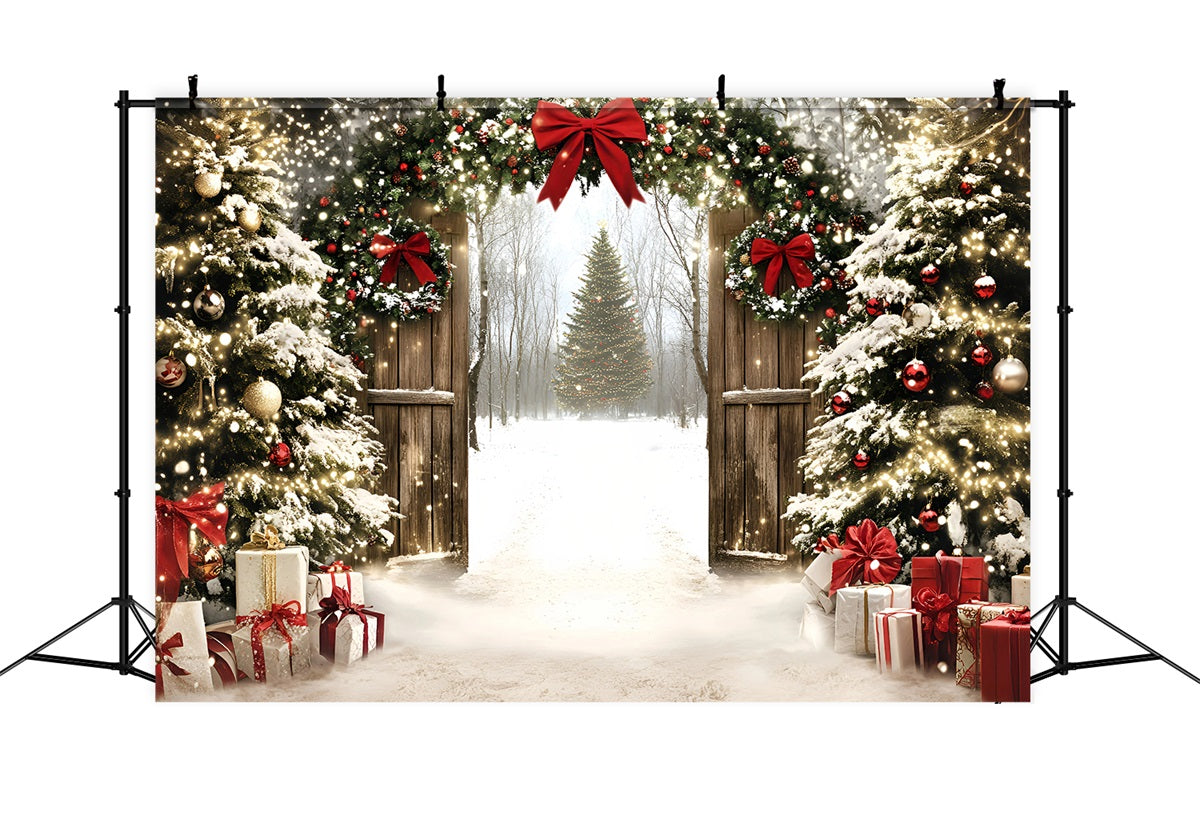 Holiday Studiohintergrund Glitzernde Weihnachten Tor Wald Weihnachtsbaum Backdrop GQ58-1
