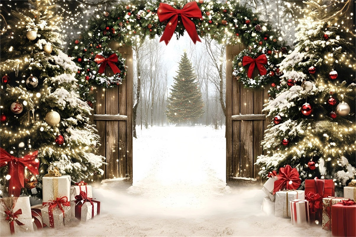 Holiday Studiohintergrund Glitzernde Weihnachten Tor Wald Weihnachtsbaum Backdrop GQ58-1
