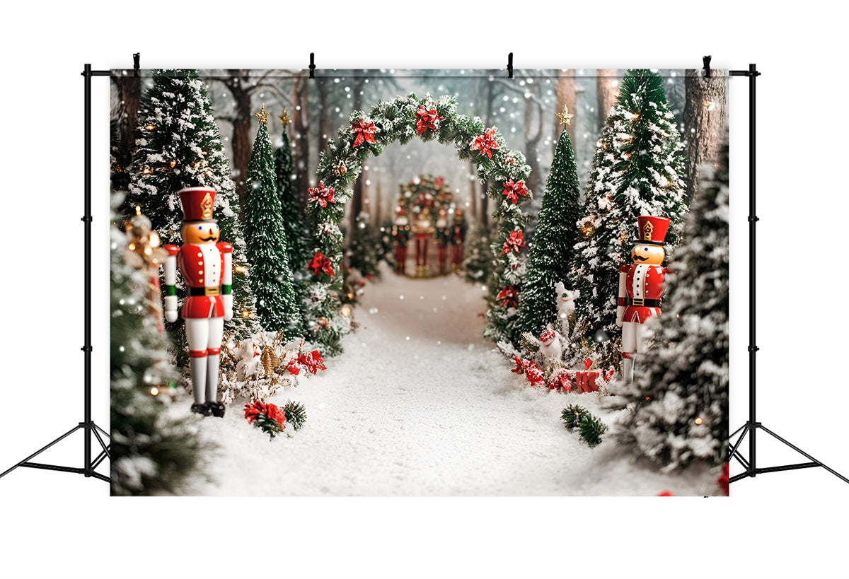 Nussknacker Backdrop Rot Velvet Schleife Cedar Grove Weihnachtsbaum Backdrop GQ58-21