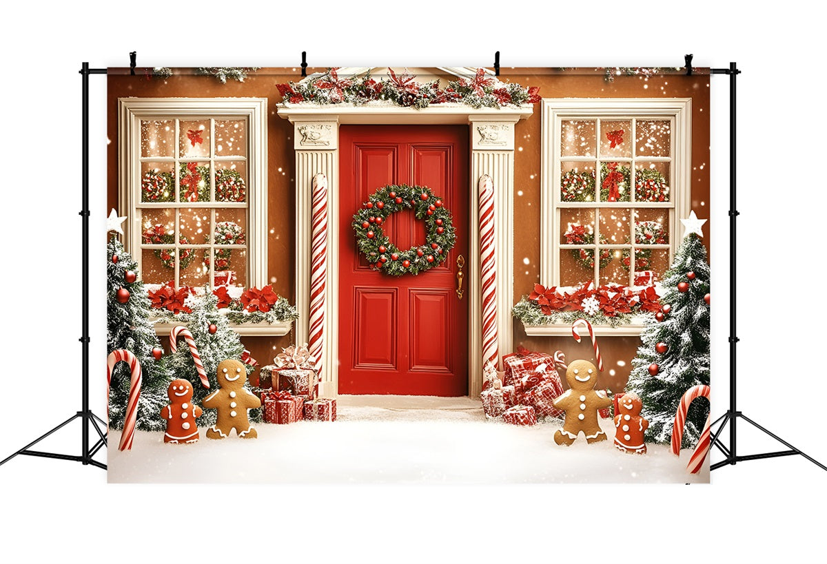 Lebkuchen Backdrop Zuckerstange Lebkuchenhaustür Weihnachten Studiohintergrund Verkauf GQ58-31