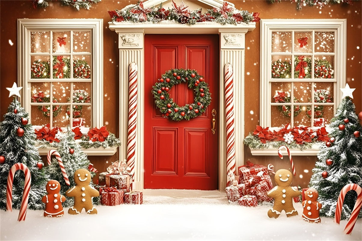 Lebkuchen Backdrop Zuckerstange Lebkuchenhaustür Weihnachten Studiohintergrund Verkauf GQ58-31