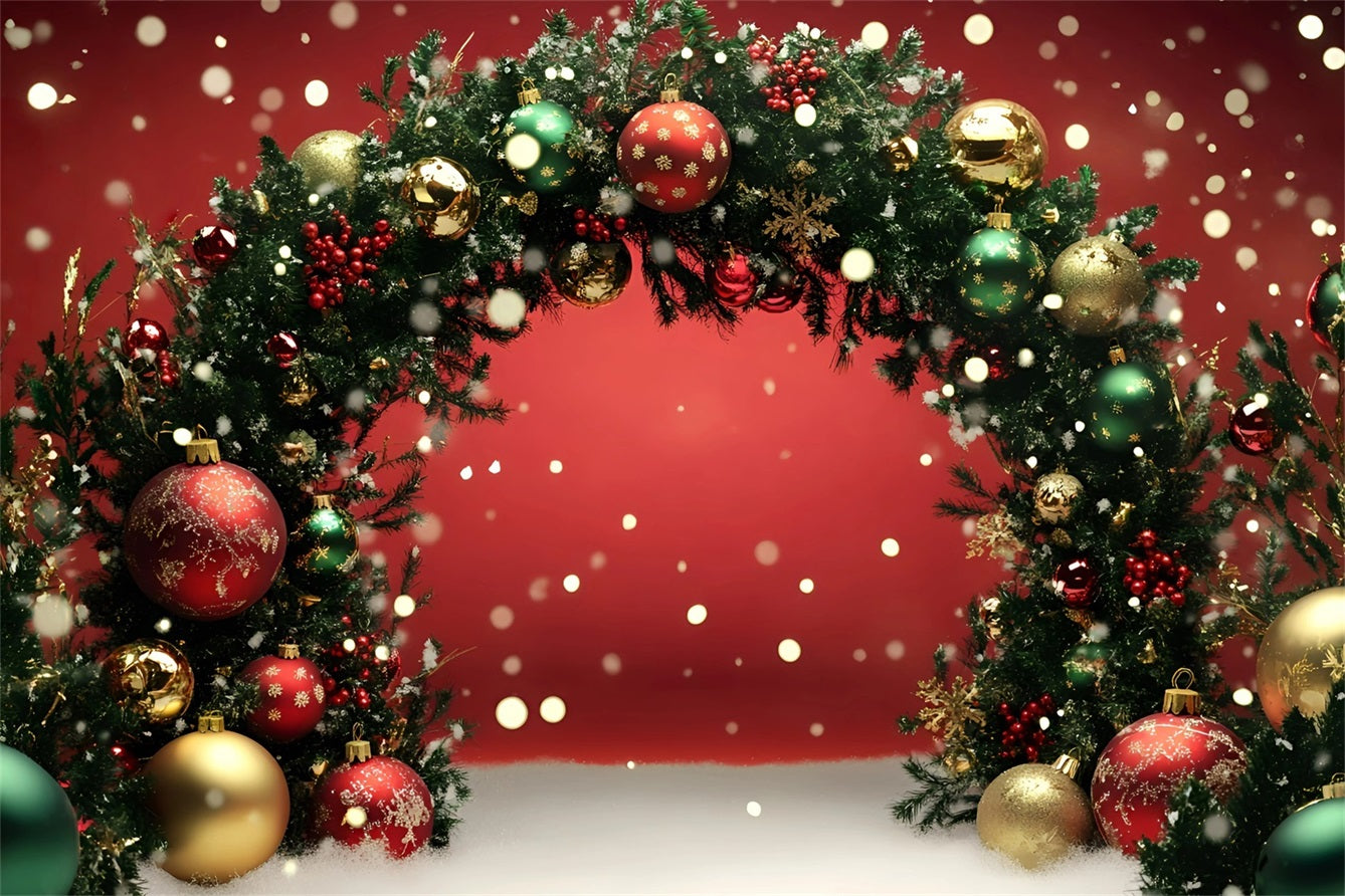 Holiday Studiohintergrund Rote Ornamentgirlande Bogengang Rote Weihnachtskulisse GQ58-5