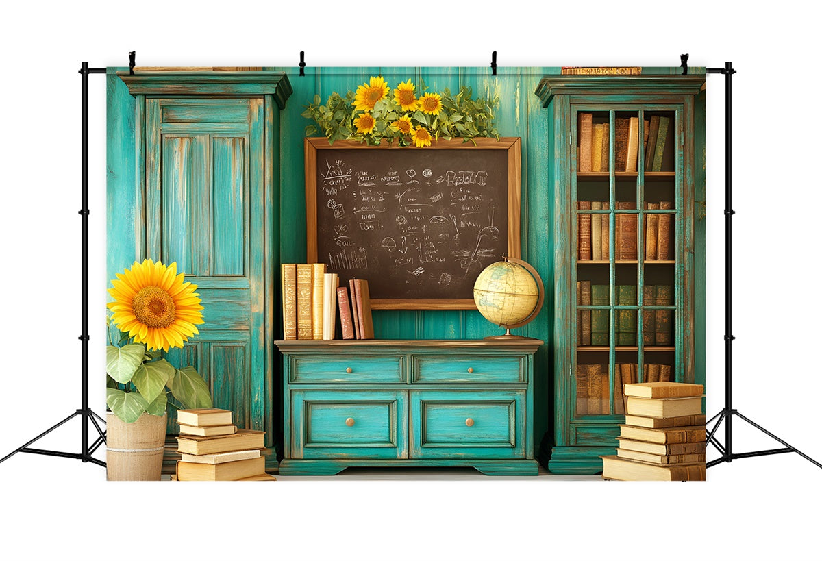 Schule Fotohintergründe Vintage Teal Klassenzimmer Backdrop GQ6-116