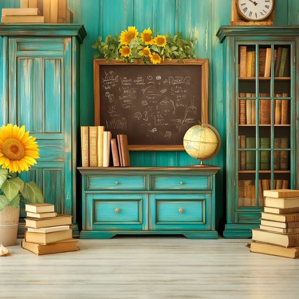 Schule Fotohintergründe Vintage Teal Klassenzimmer Backdrop GQ6-116