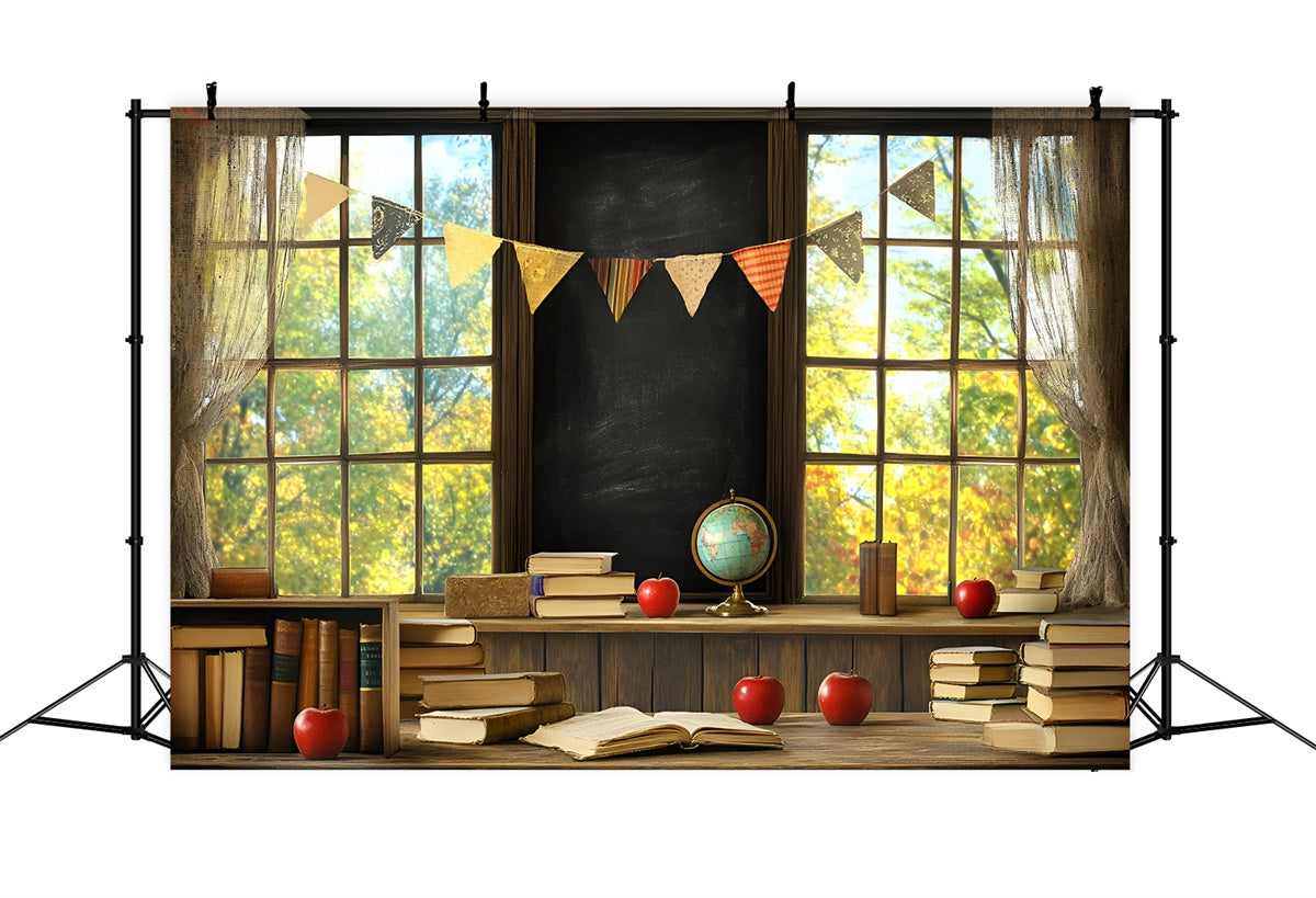 Schule Backdrop Bücherstapel Banner Lernen Backdrop GQ6-120