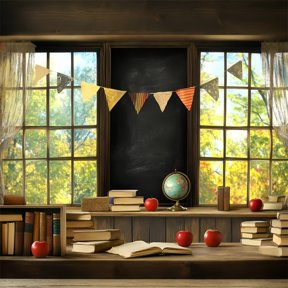 Schule Backdrop Bücherstapel Banner Lernen Backdrop GQ6-120