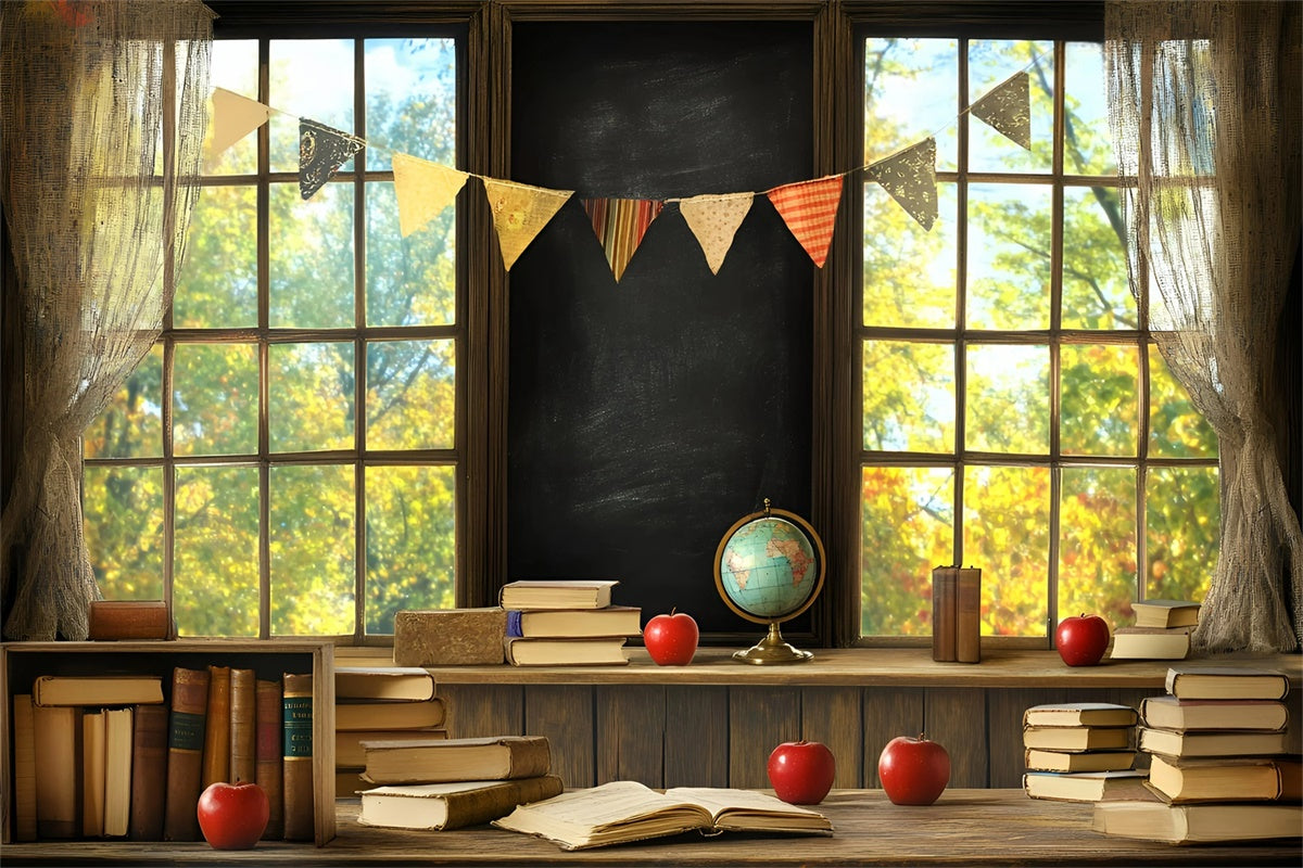 Schule Backdrop Bücherstapel Banner Lernen Backdrop GQ6-120