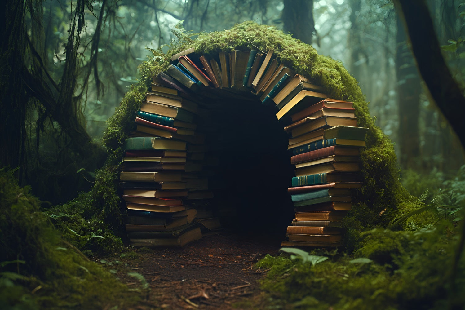 Back To School Fotohintergrund Mossy Library Portal Backdrop GQ6-131