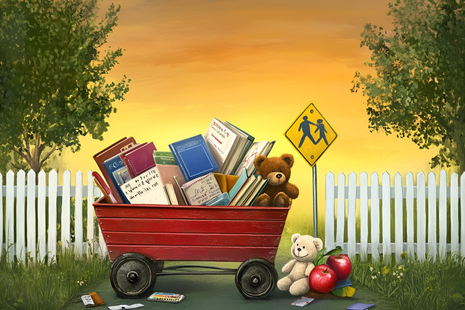 Back To School Backdrop Bücher Bären Willkommen Backdrop GQ6-132