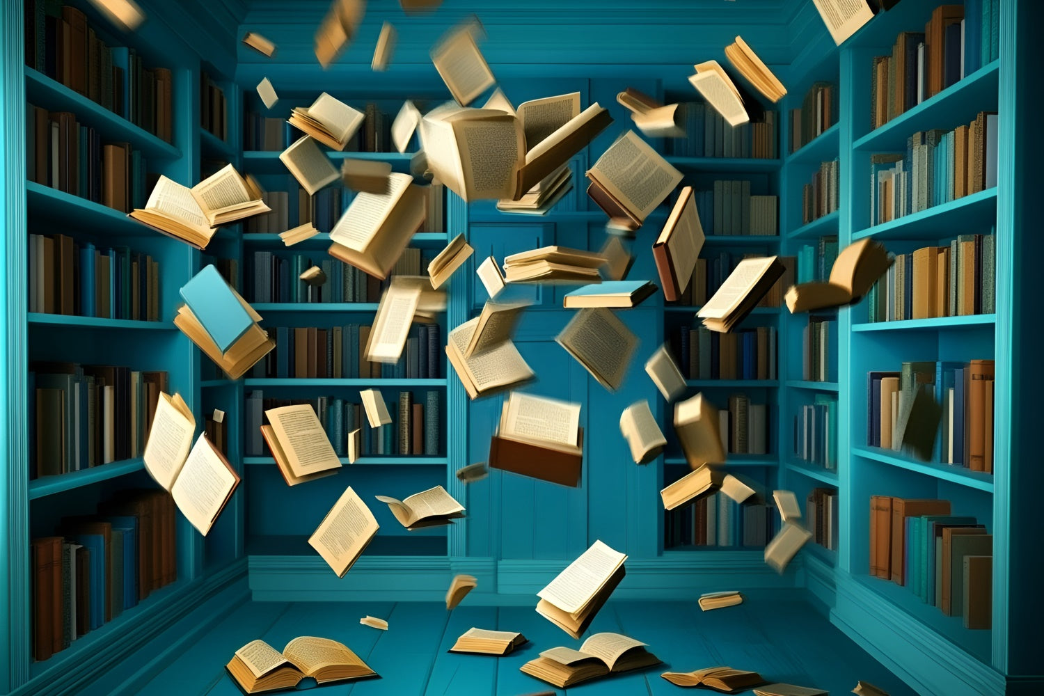 Schulfoto-Hintergrund Bookstorm Blauer Raum-Hintergrund GQ6-133
