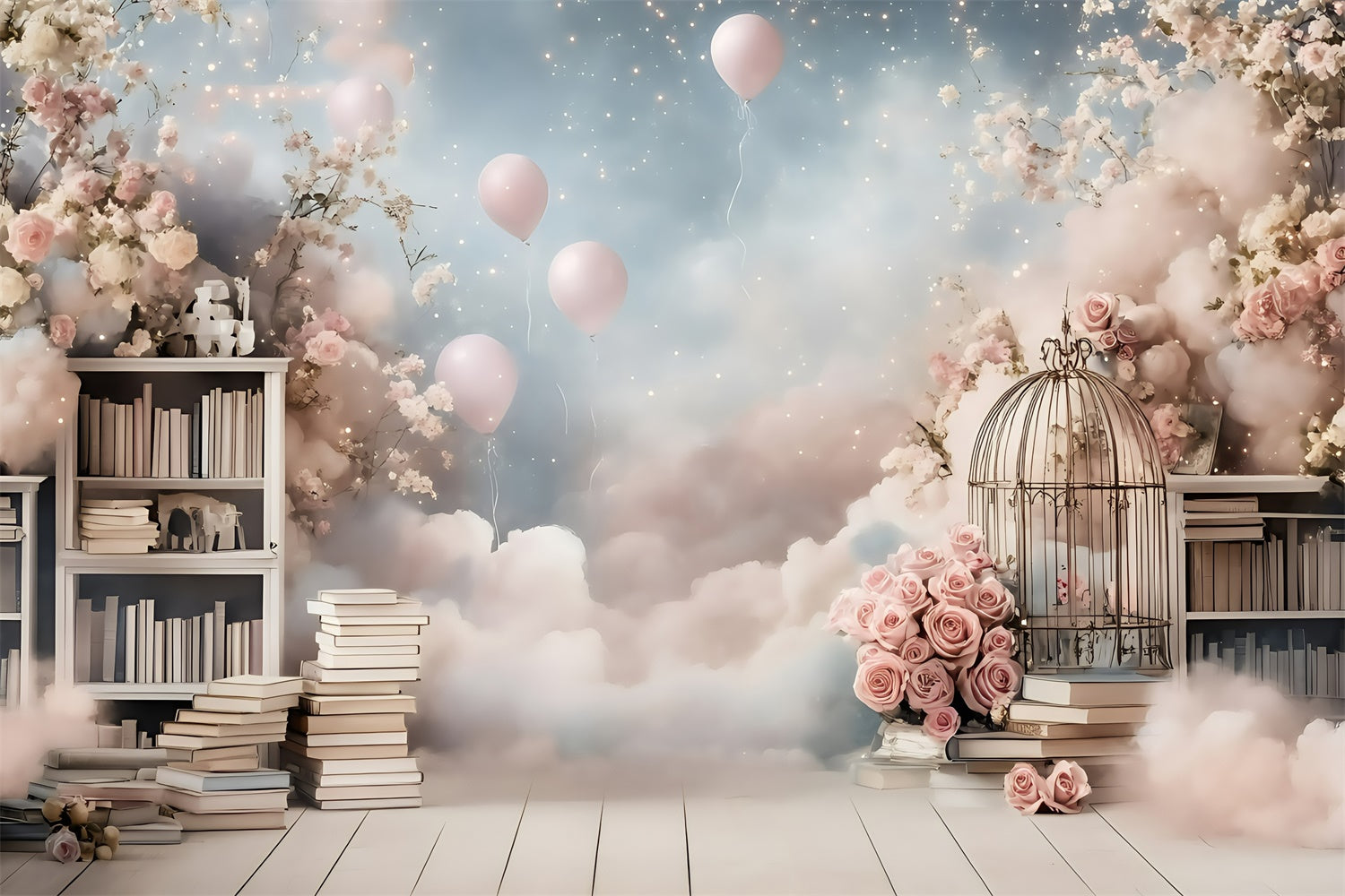 Back To School Fotokulisse Dreamy Rose Bibliothek Hintergrund GQ6-136