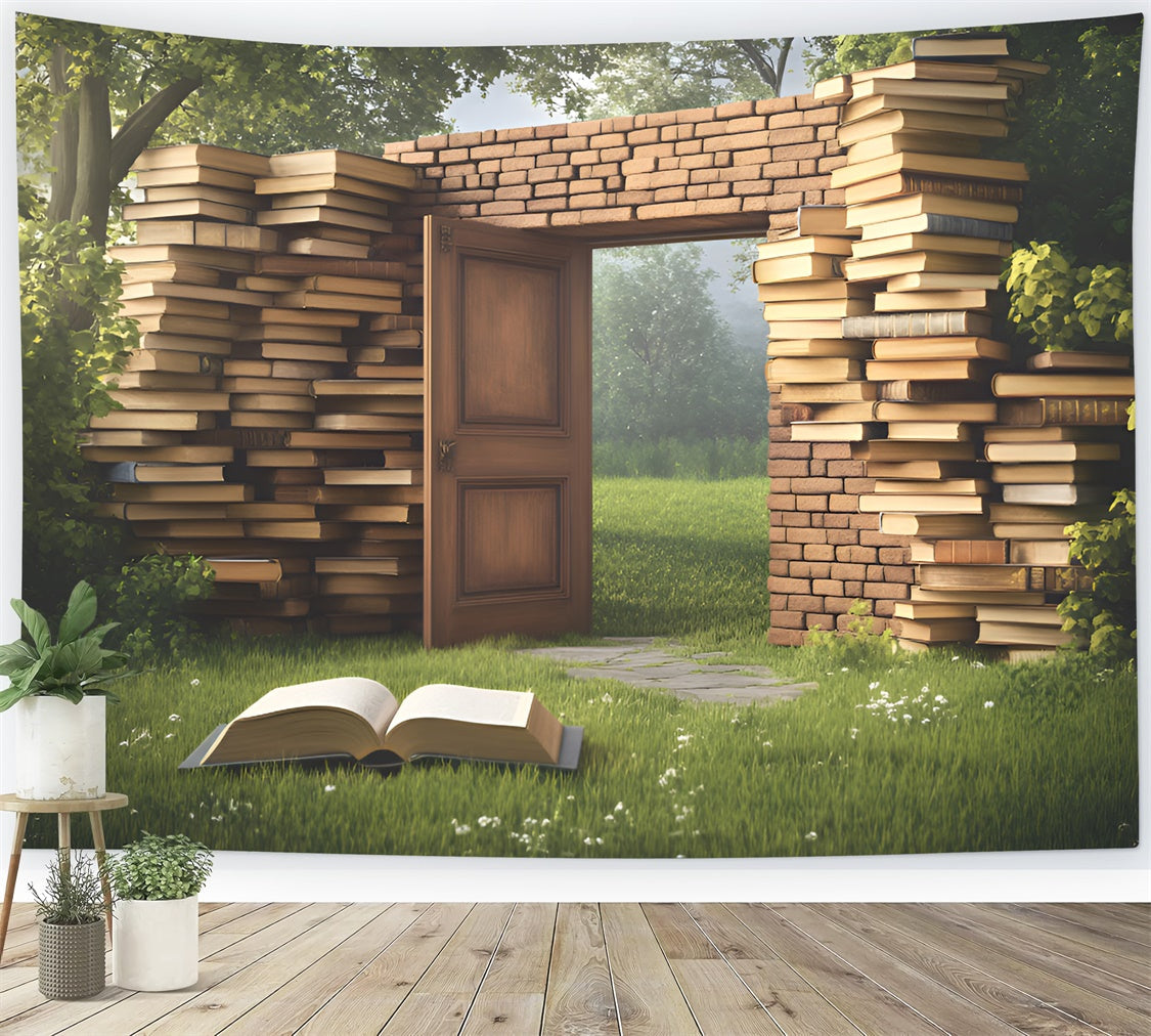 Schule Fotohintergrund Buchwand Wunderland Hintergrund GQ6-179