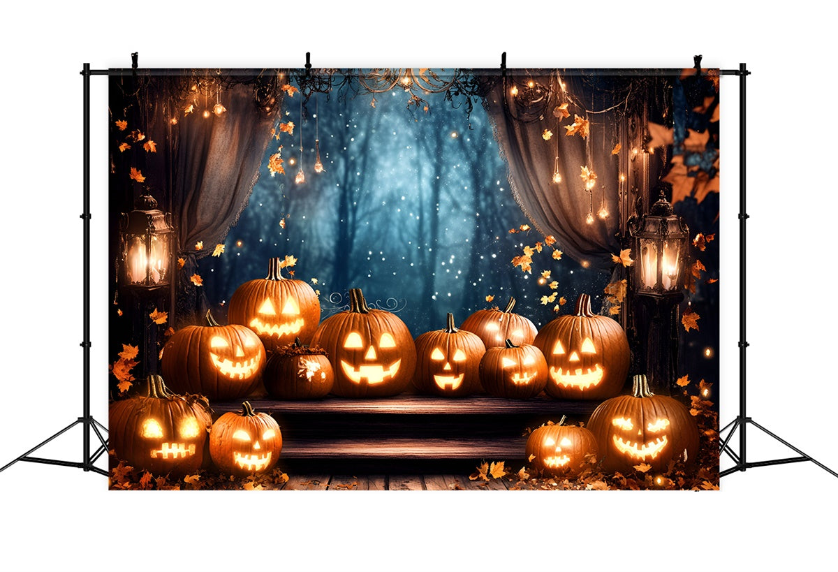 Halloween Fotohintergrund Glitzernder Kürbis Vorhang Hintergrund GQ6-184