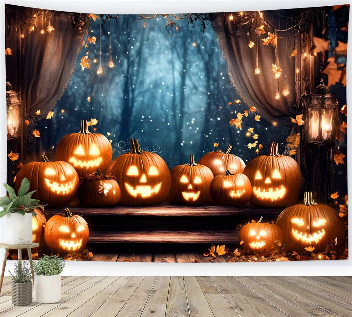 Halloween Fotohintergrund Glitzernder Kürbis Vorhang Hintergrund GQ6-184