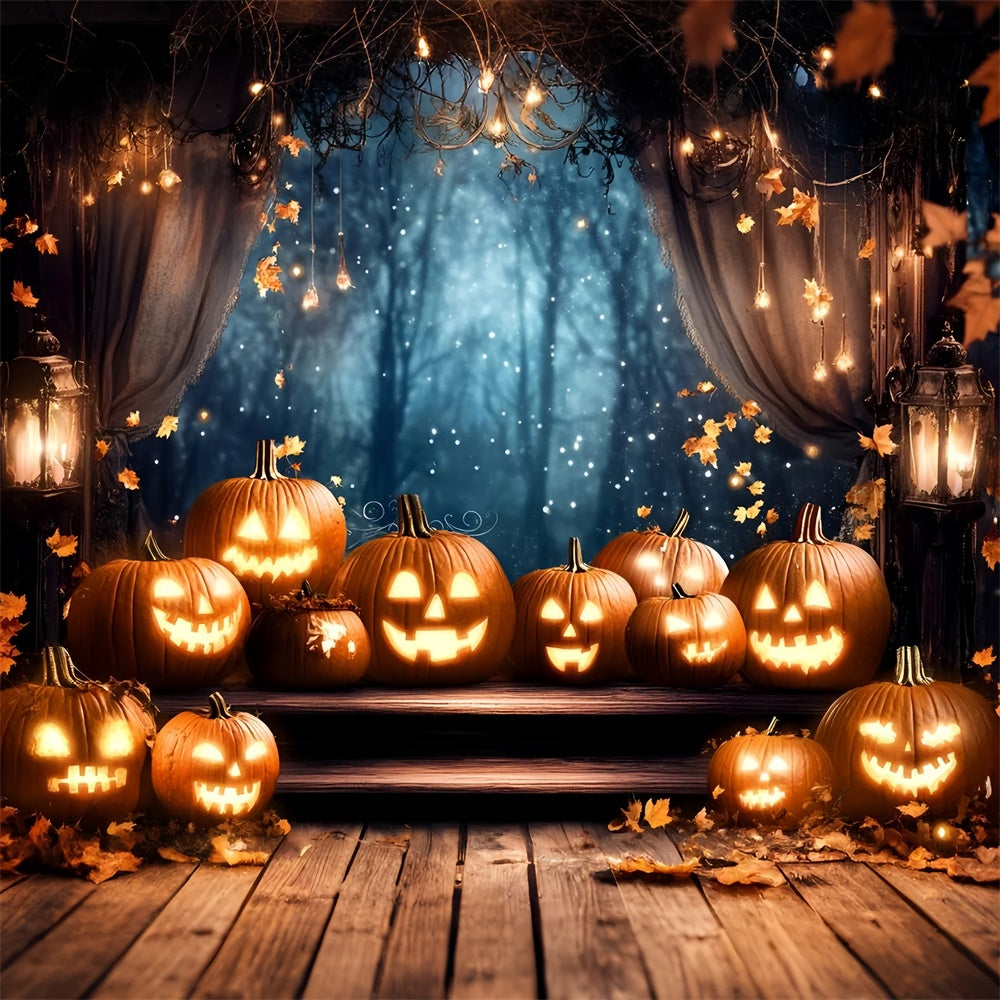 Halloween Fotohintergrund Glitzernder Kürbis Vorhang Hintergrund GQ6-184