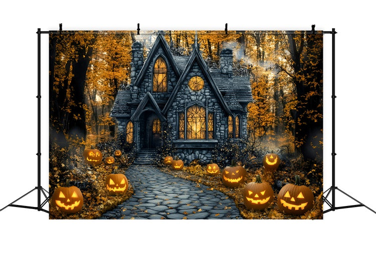 Fotografie Halloween Backdrop Spooky Pathway Kürbis Backdrop GQ6-187