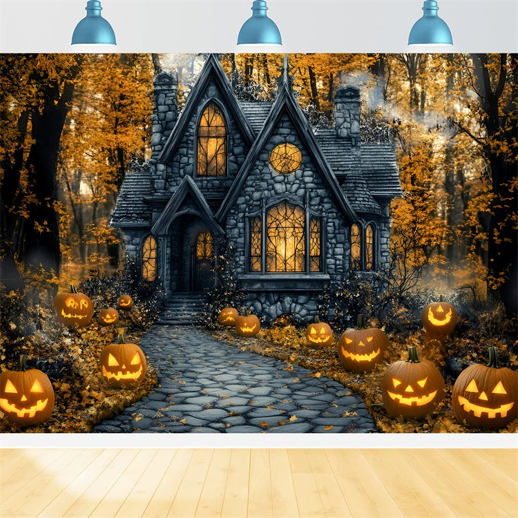 Fotografie Halloween Backdrop Spooky Pathway Kürbis Backdrop GQ6-187