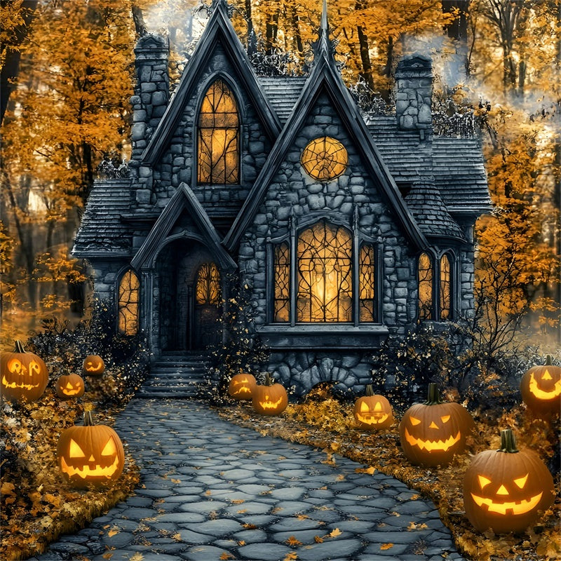 Fotografie Halloween Backdrop Spooky Pathway Kürbis Backdrop GQ6-187