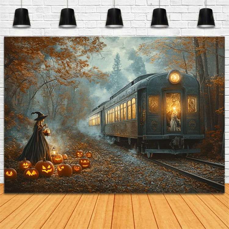 Halloween Hexe Backdrop Mitternachtskürbis Eisenbahn Backdrop GQ6-199