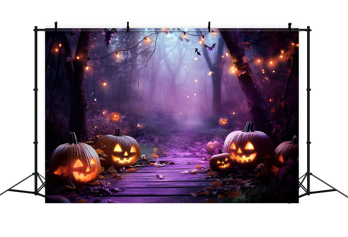 Halloween Fotokulisse Dämmerung Kürbis Gespenstischer Wald Kulisse GQ6-201
