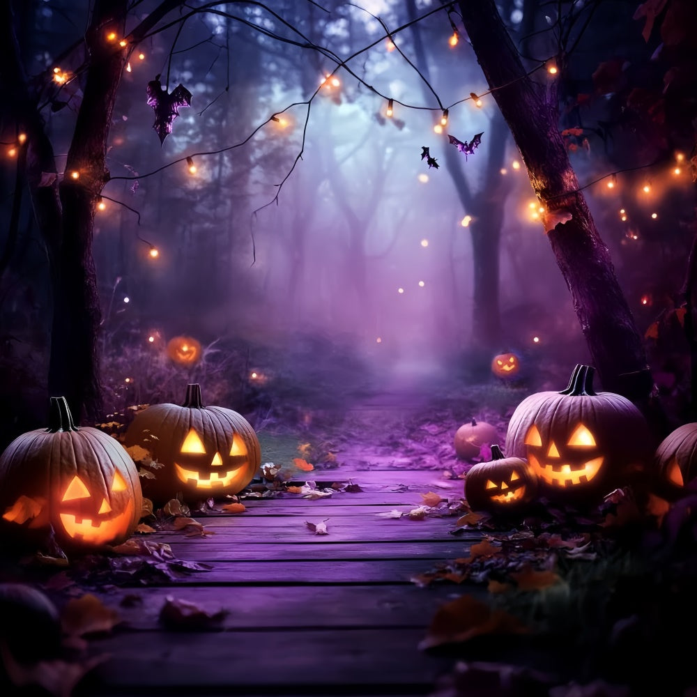 Halloween Fotokulisse Dämmerung Kürbis Gespenstischer Wald Kulisse GQ6-201