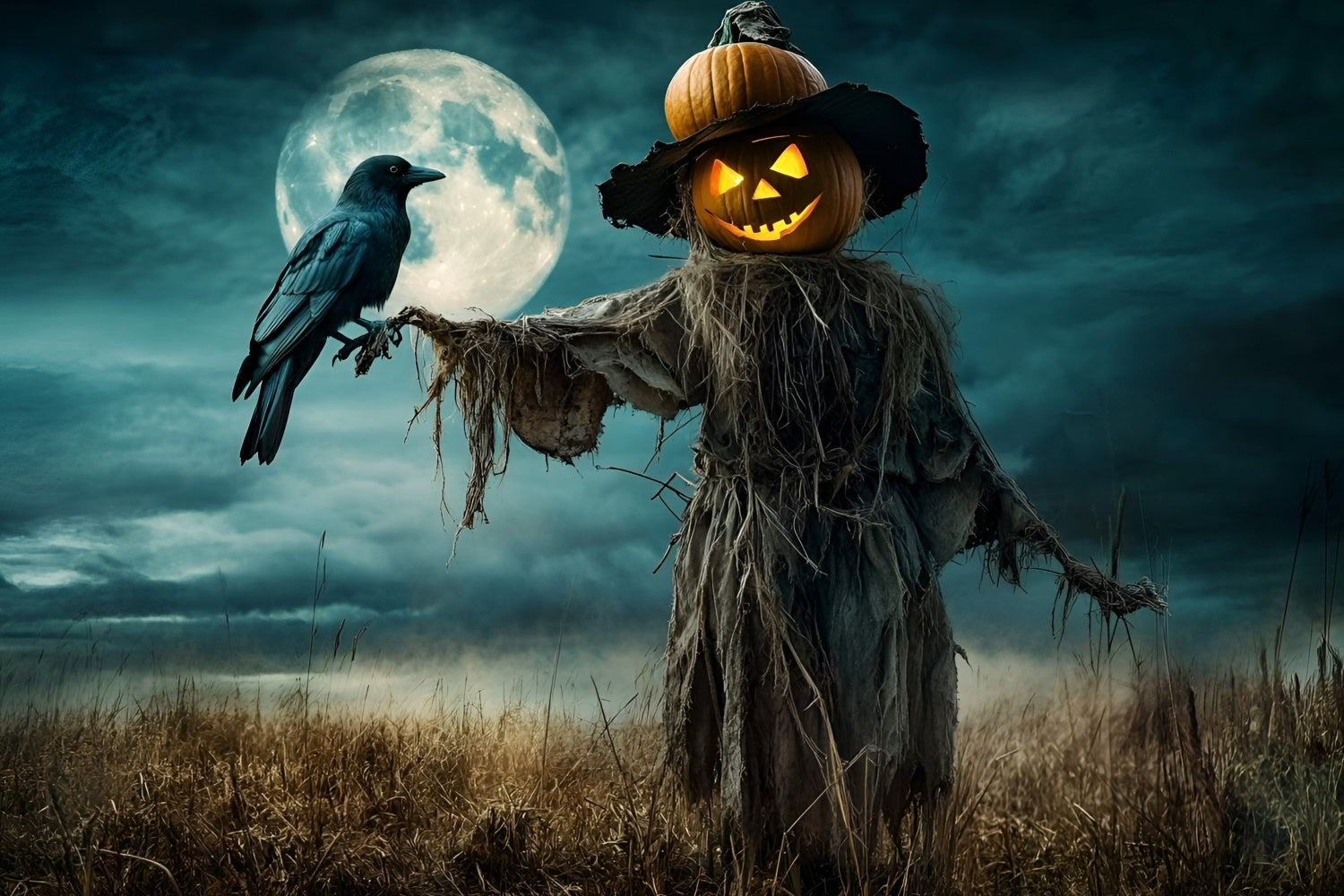 Halloweenkulisse Geisterkürbis Vogelscheuche Feldkulisse GQ6-212