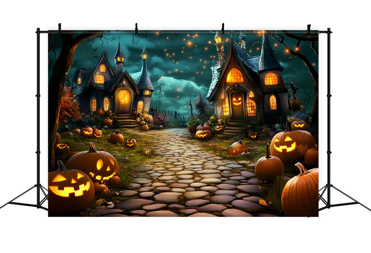 Halloween Fotografie Hintergrund Spooky Village Glow Hintergrund GQ6-213